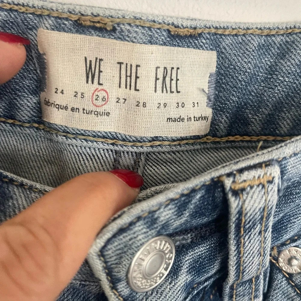 Free People We The Free High Rise Straight Leg Jeans Button Fly Distressed 26 - Picture 4 of 5